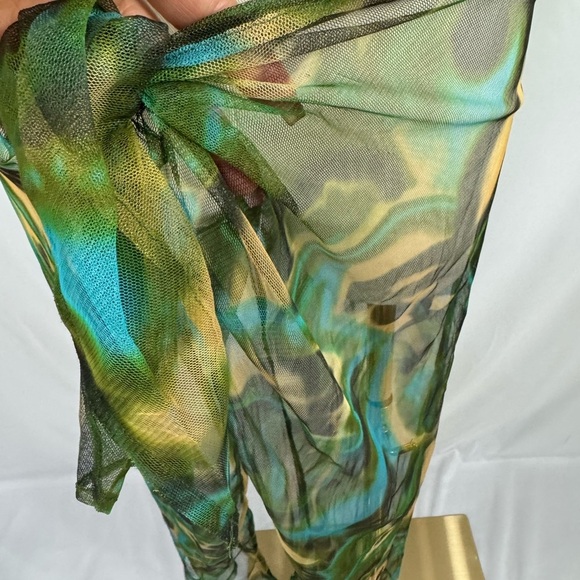 2 piece Swim Coverup Vibrant Yellow Tank with Sheer Patterned Pants - Picture 5 of 10